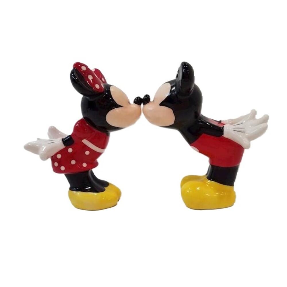 Disney Mickey & Minnie Mouse Kissing Ceramic Salt/Pepper Shakers